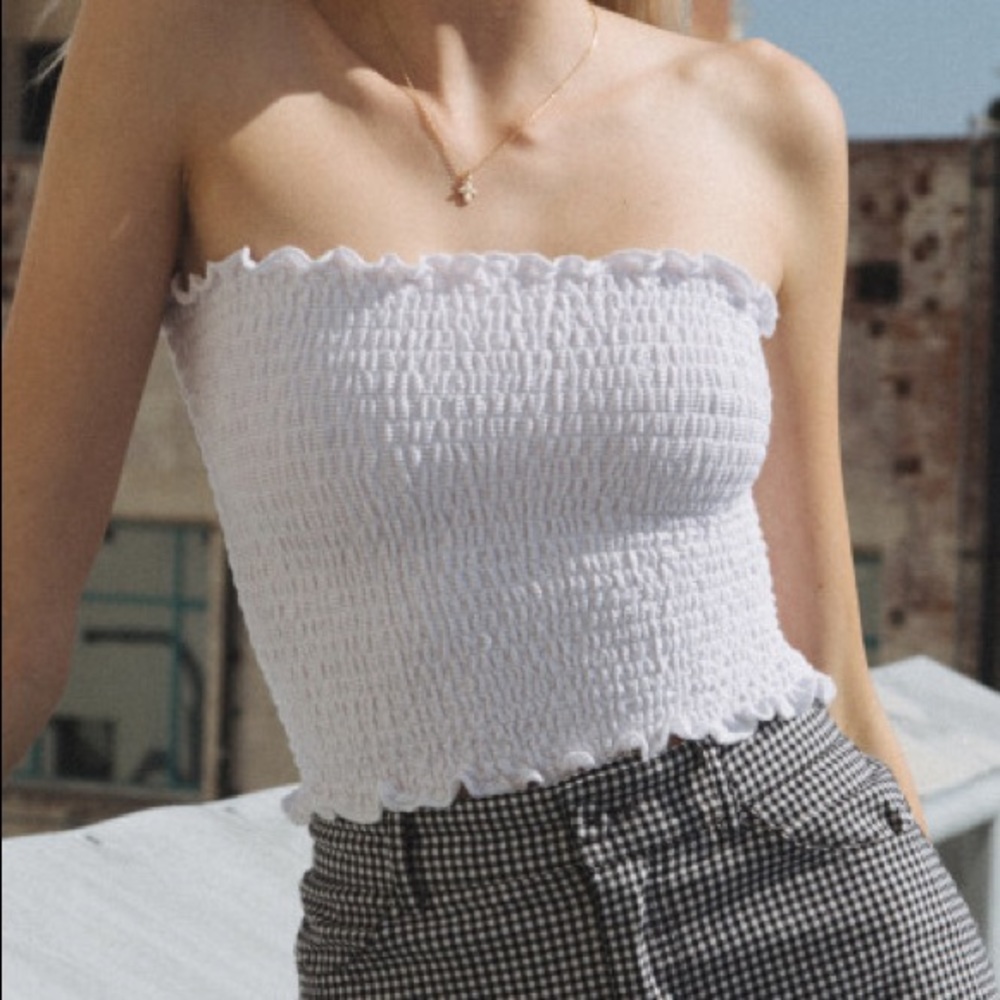 Brandy Melville Cleo White Smocked Tube Top